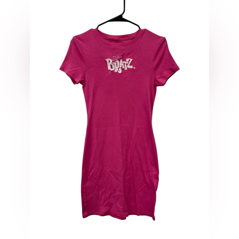 Bratz Pink Bodycon Mini Dress Y2K Logo Tee Dress – Size M